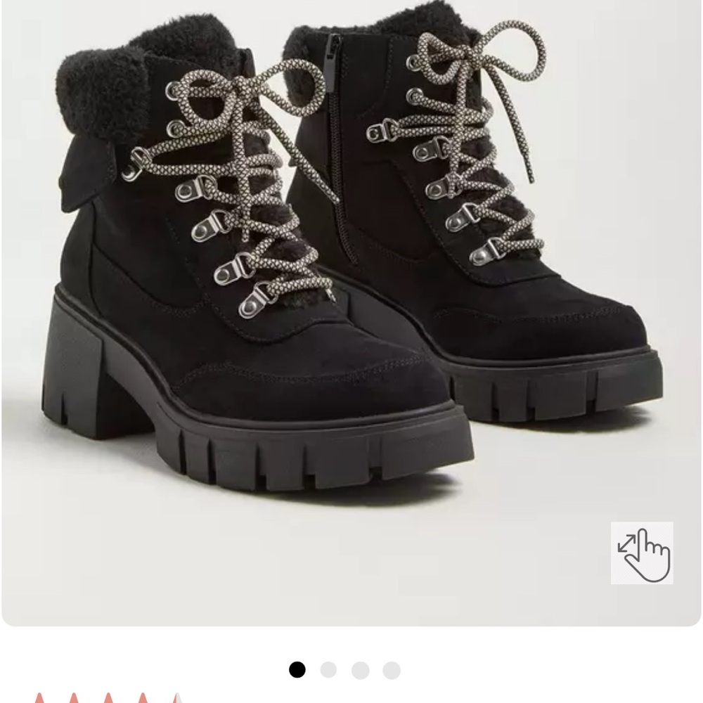 BNIB TORRID Black Lace-Up Ankle Boots - Size 12WW